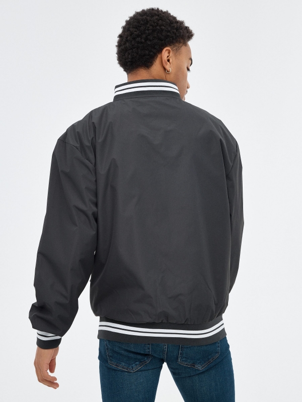 Bomber jacket black middle back view
