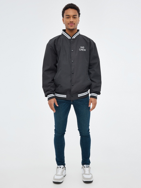 Bomber jacket black front view
