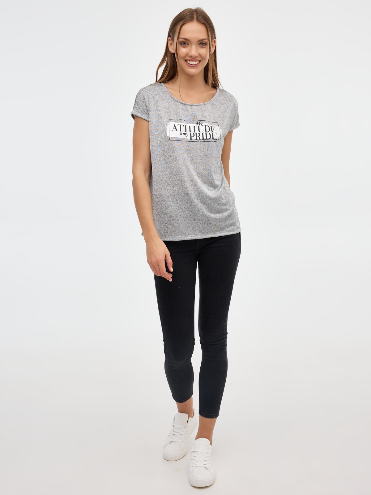 T-shirt Atitude melange claro vista geral frontal