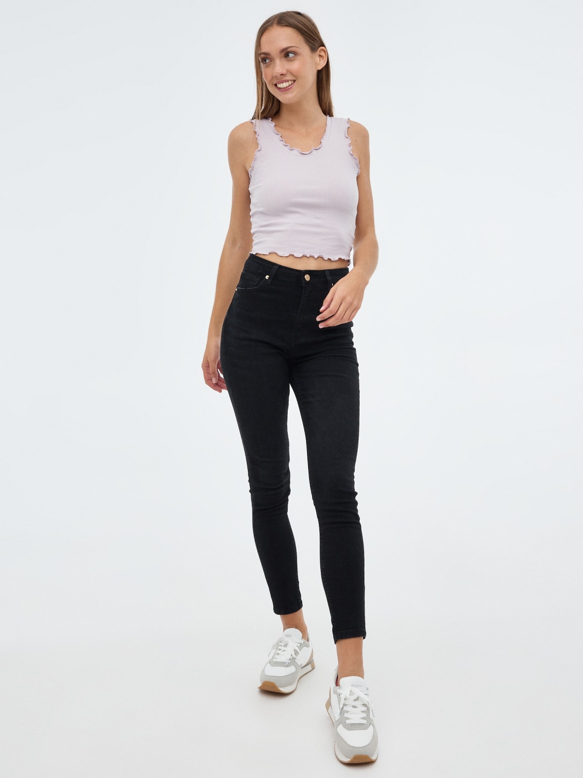 Crop top tirantes curly malva vista general frontal