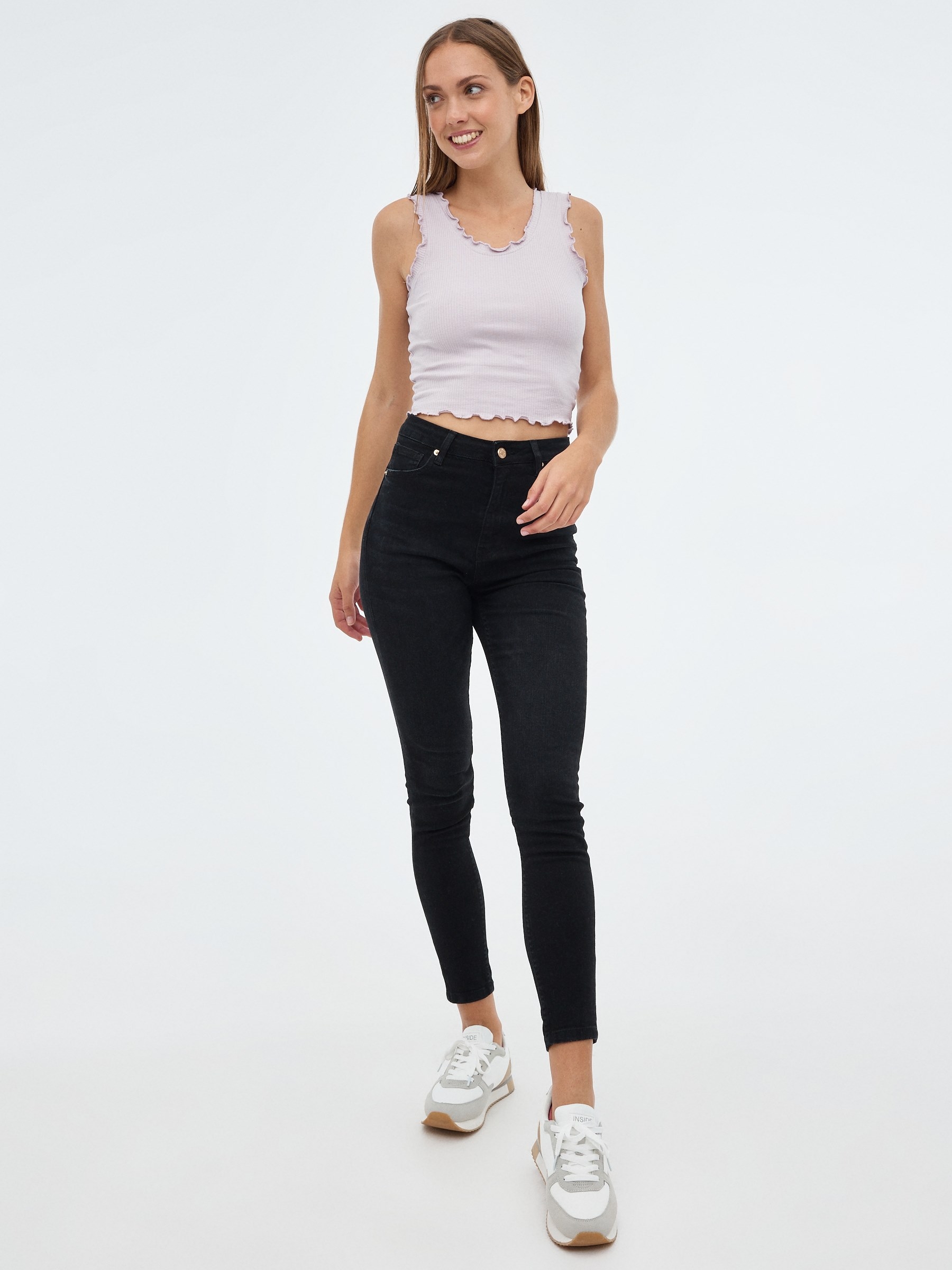 Crop top tirantes curly malva vista media frontal