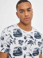 %Pto% T-shirt de impressão hawaiana branco