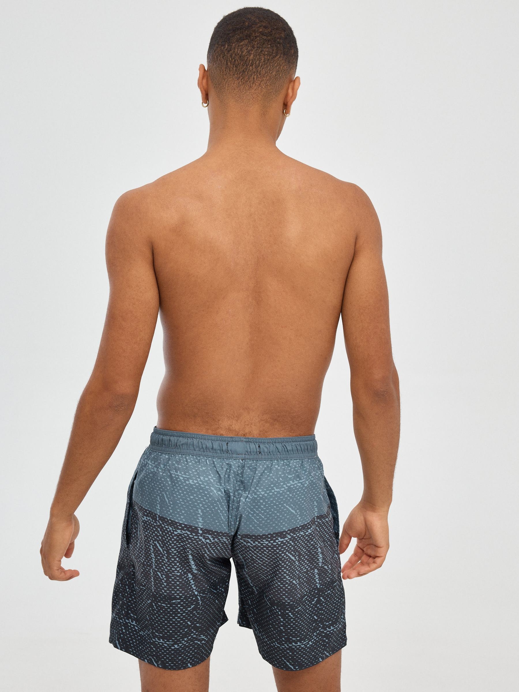 Miniprint print swimsuit black middle front view