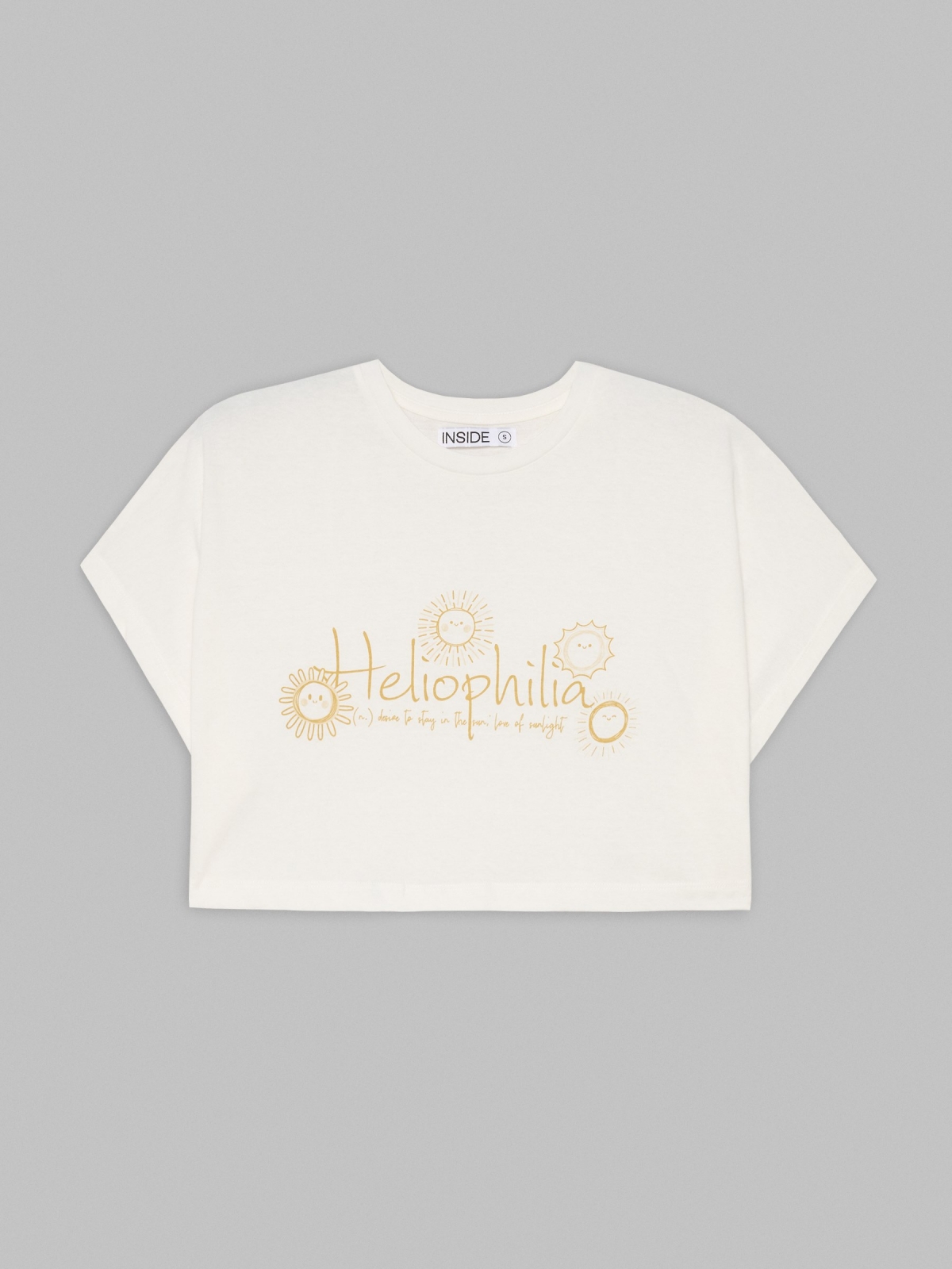 %Pto% T-shirt crop Heliophilia bege