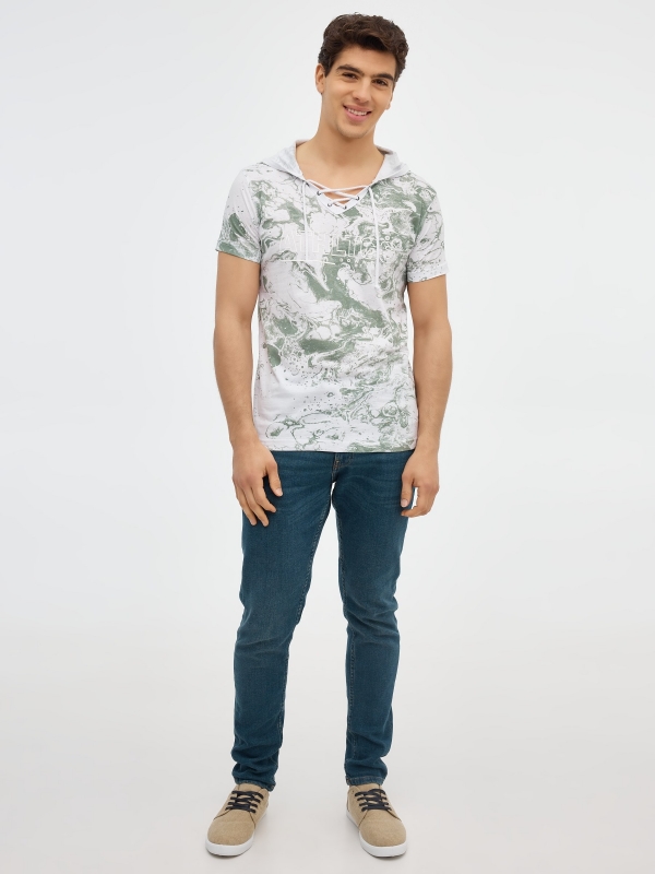 T-shirt print spots with hoods white front view