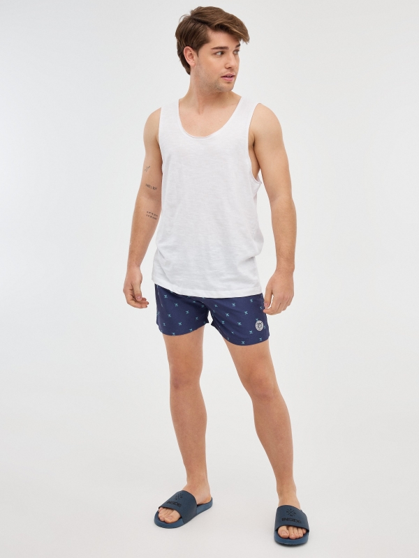 Baádor print skulls navy front view