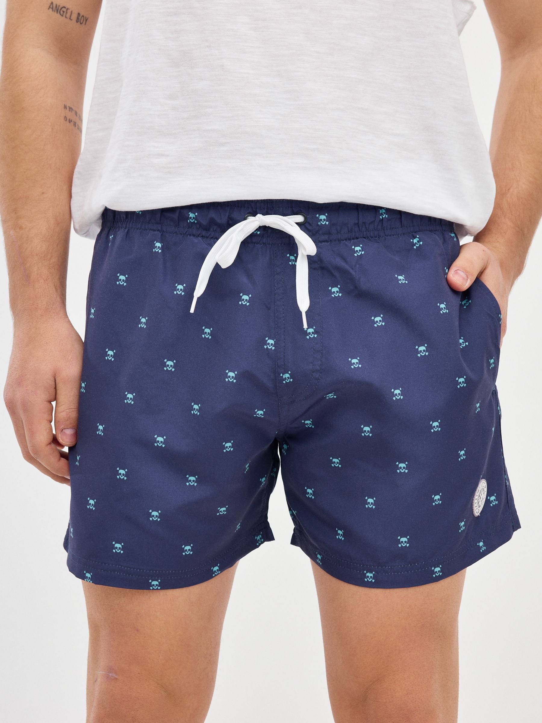 Baádor print skulls navy middle front view