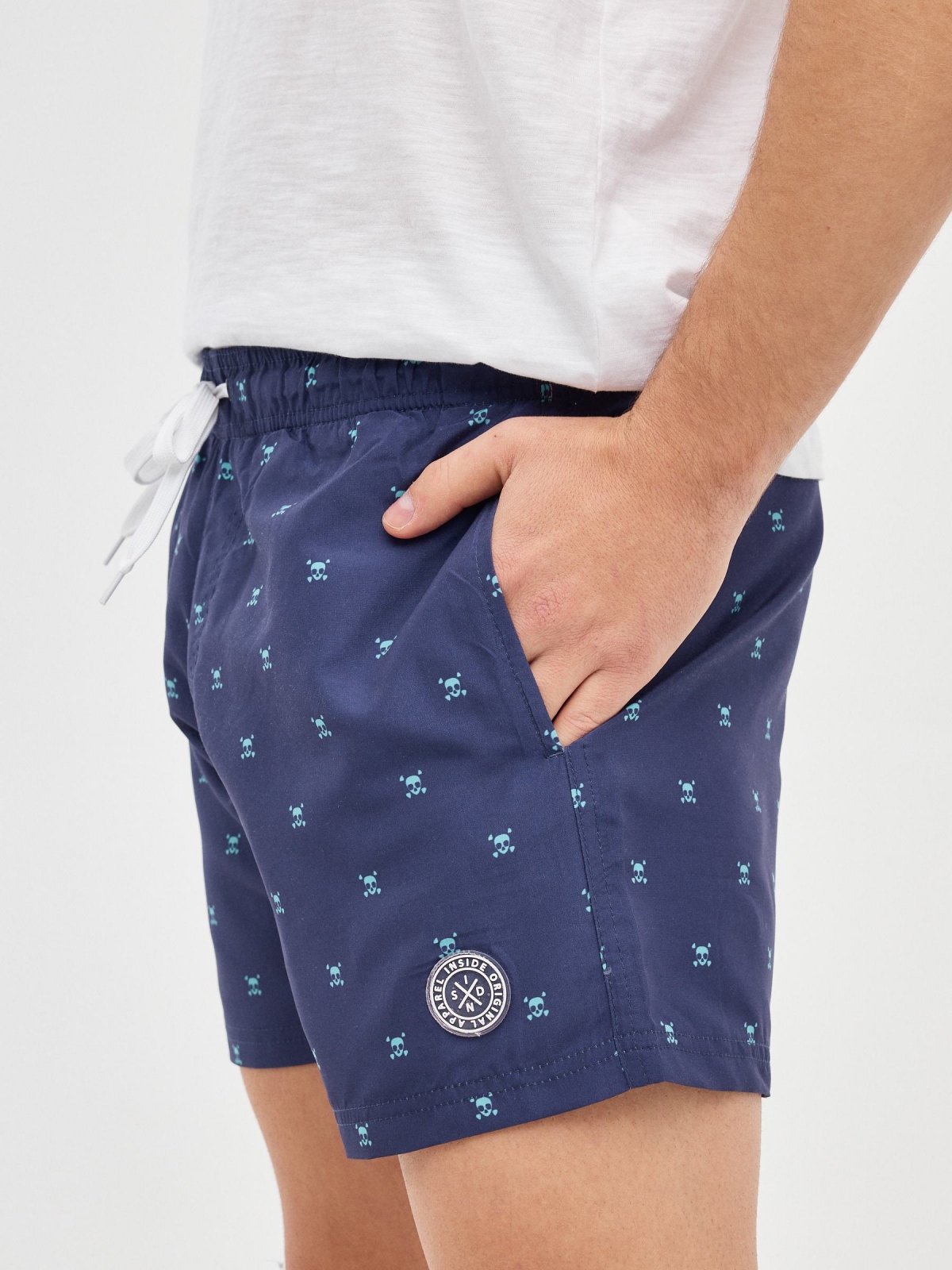 Baádor print skulls navy detail view