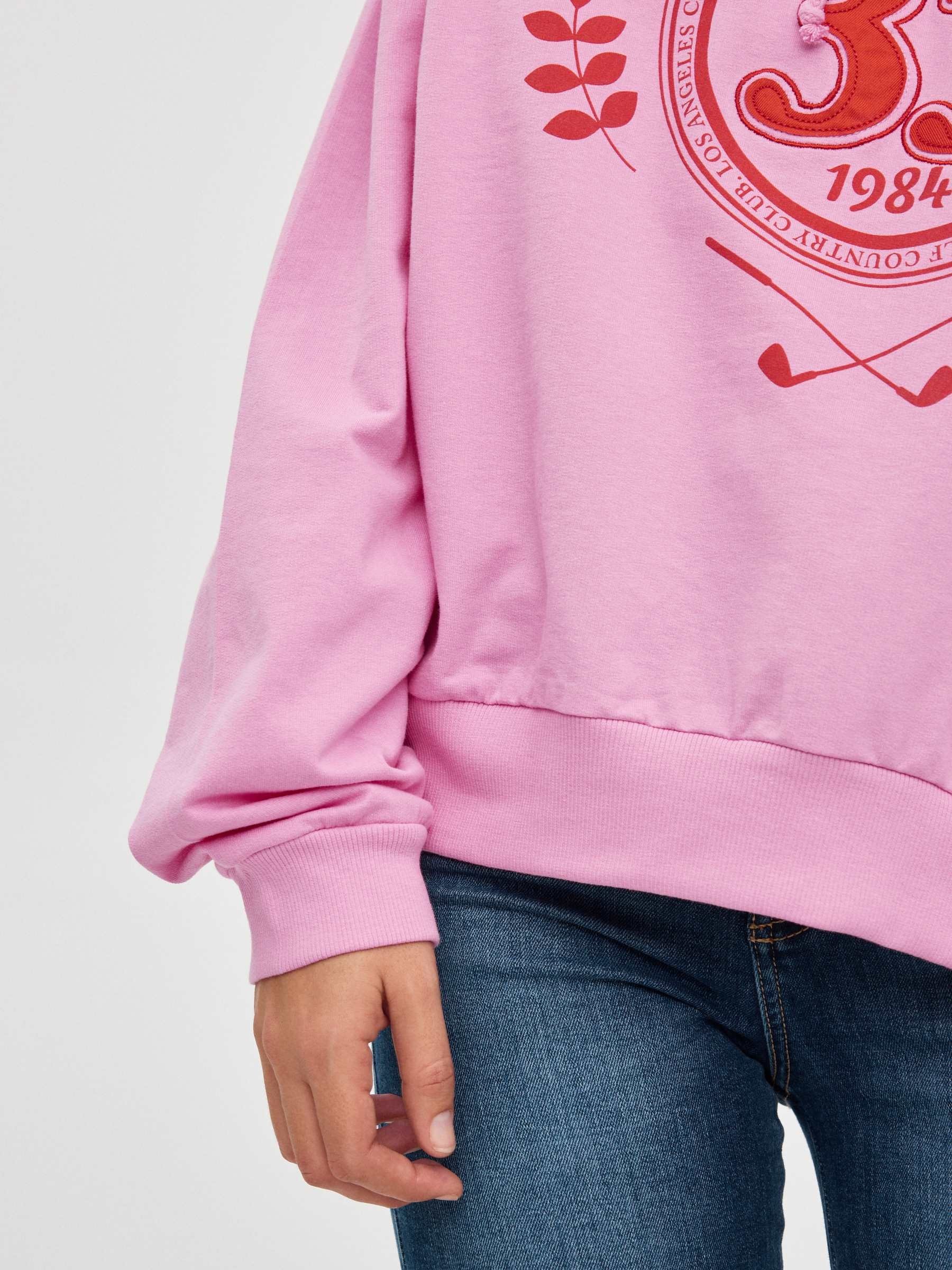 Sweatshirt com capuz Los Ángeles rosa vista meia frontal