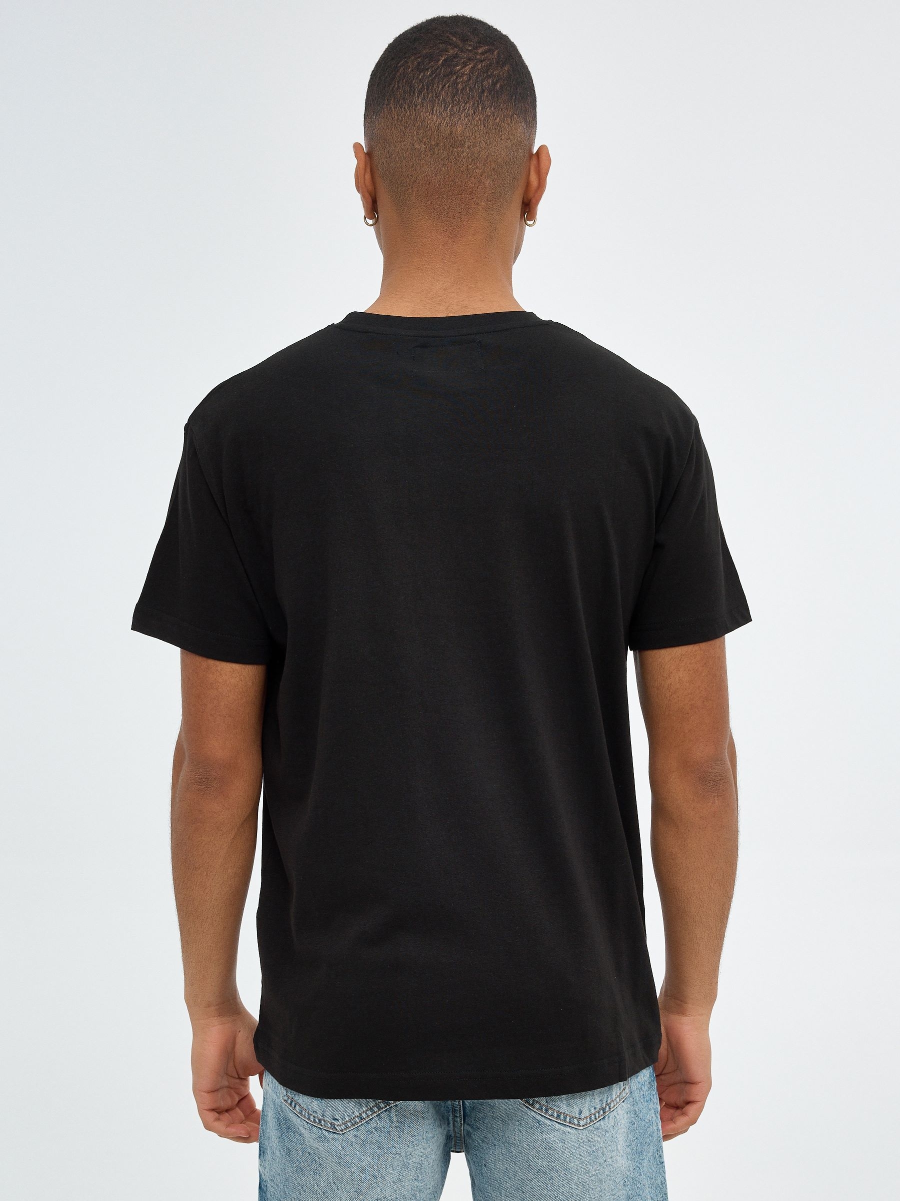 Graphic T-shirt with pocket black middle front view