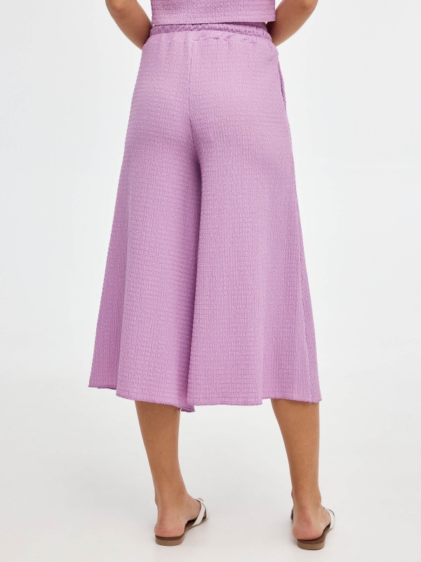 Textured culotte pants mauve middle back view
