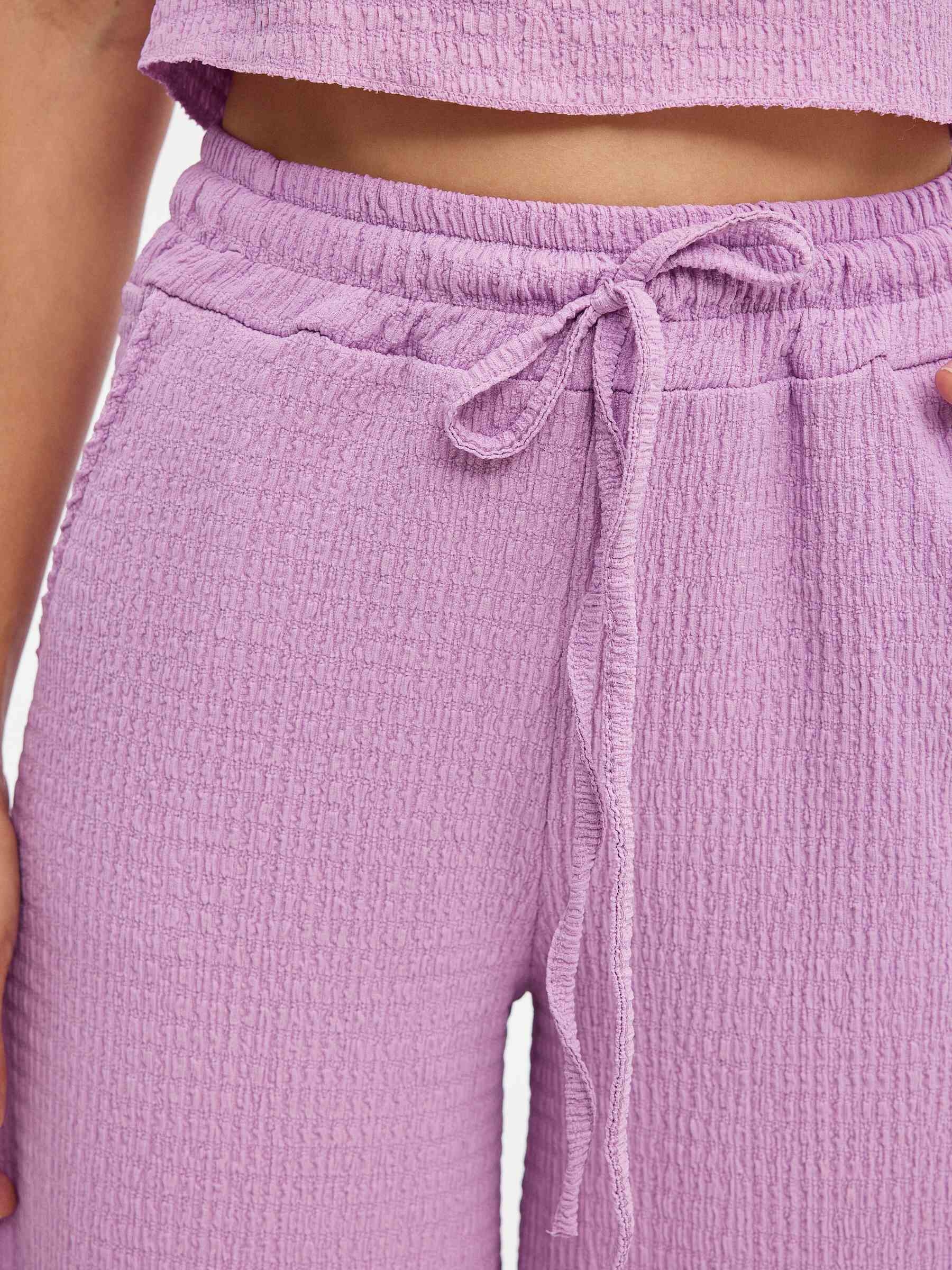 Calças culotte texturadas