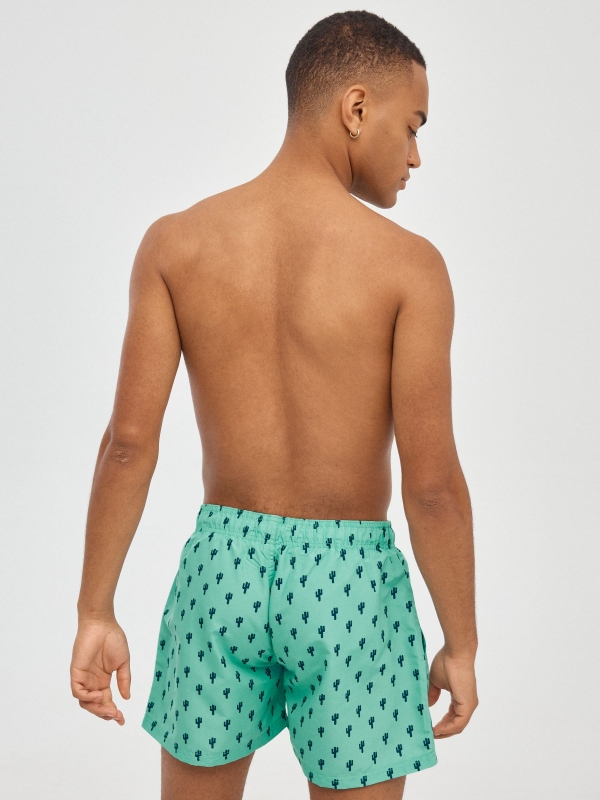 Bañador miniprint cactus verde vista media trasera