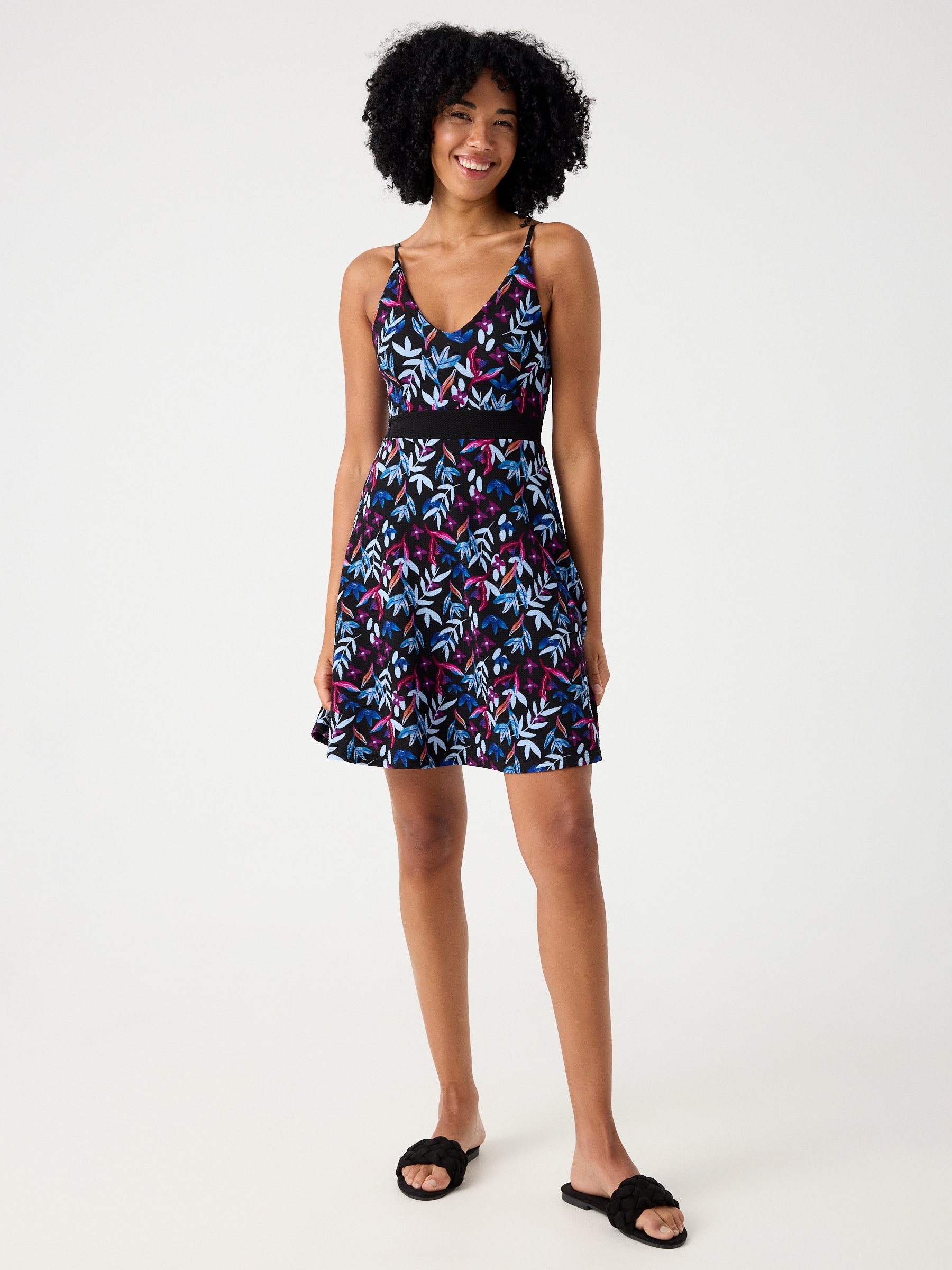 Vestido elástico print hojas