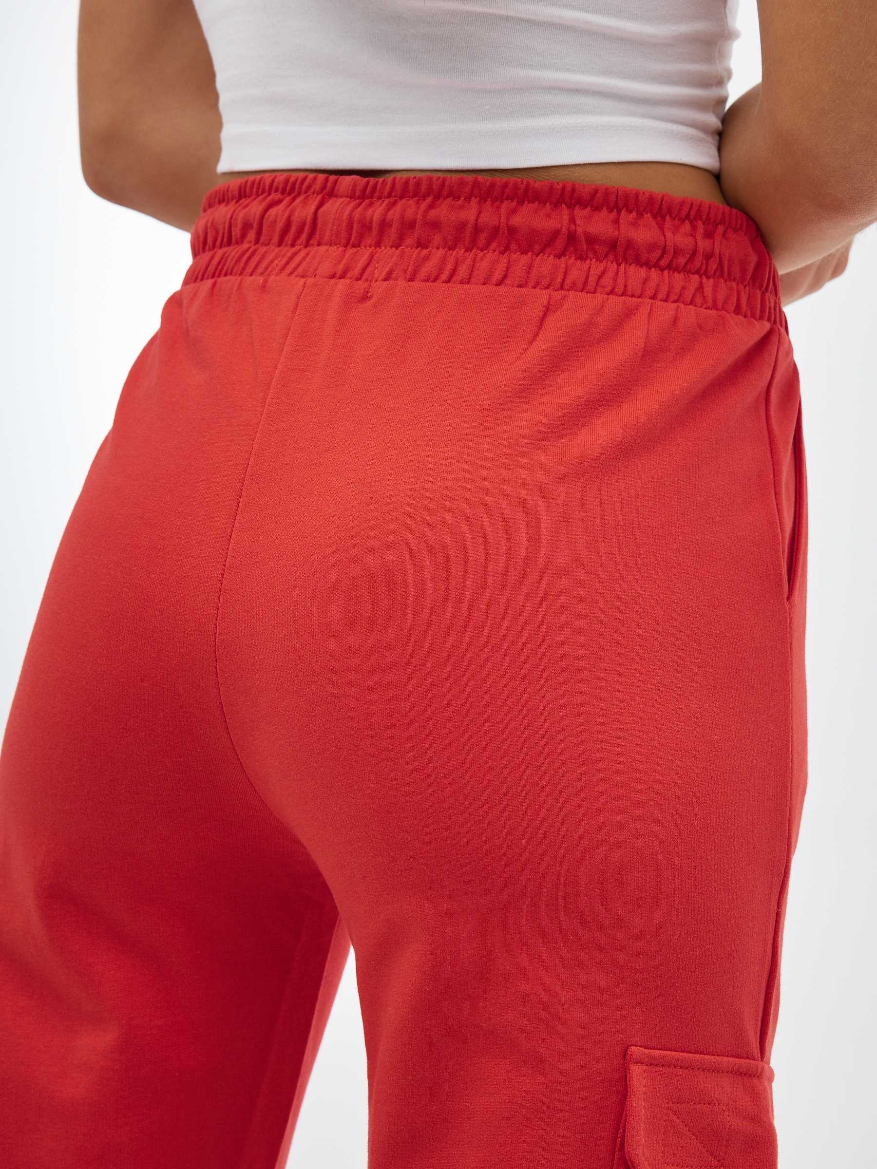 Plush jogger pants orange front view