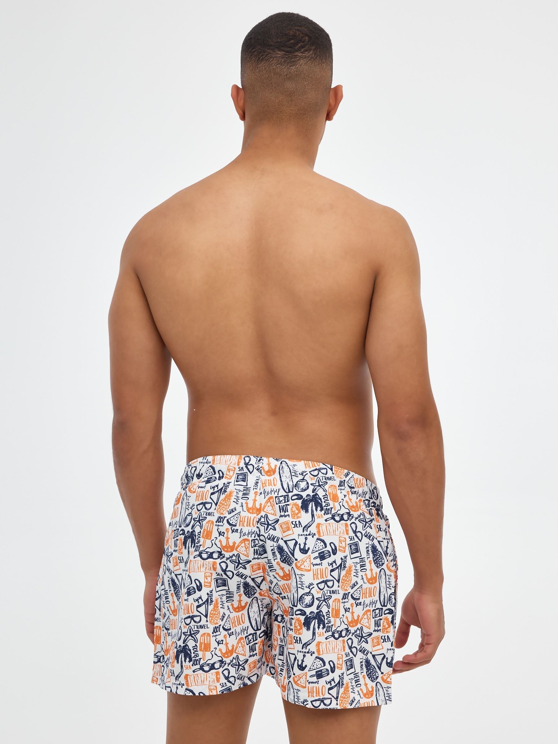 Bañador print dibujos blanco vista media frontal