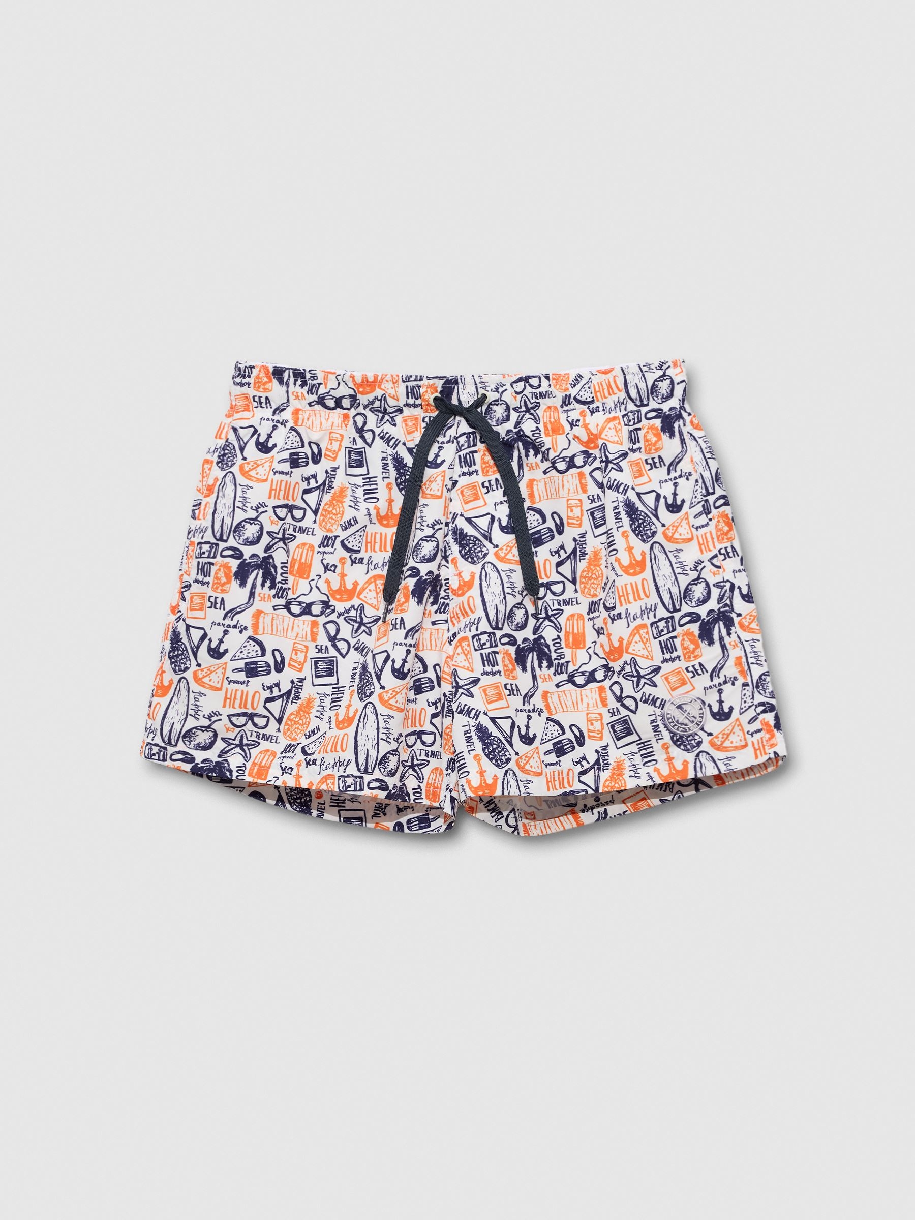 Fato de banho com estampado padrão branco vista meia frontal