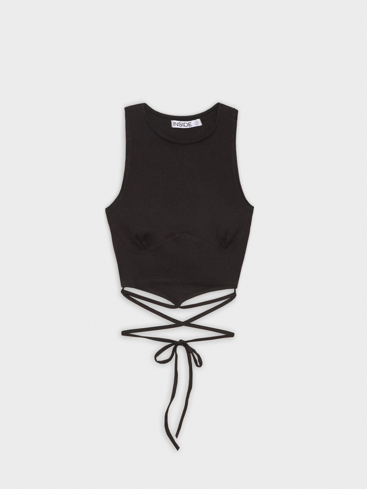 %Pto% Satin T-shirt with straps black