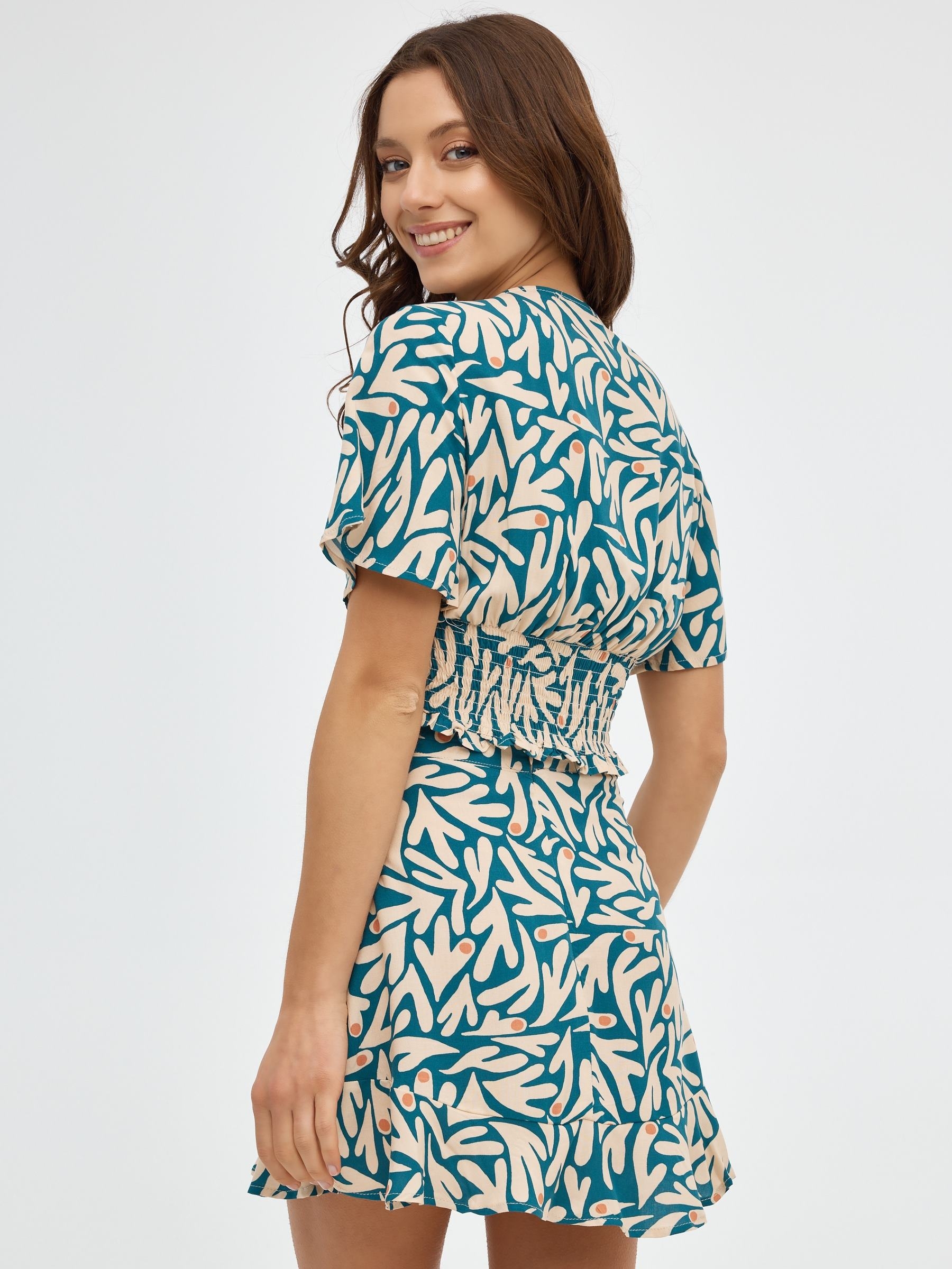 Saia de pareo de renda multicolorido vista meia frontal