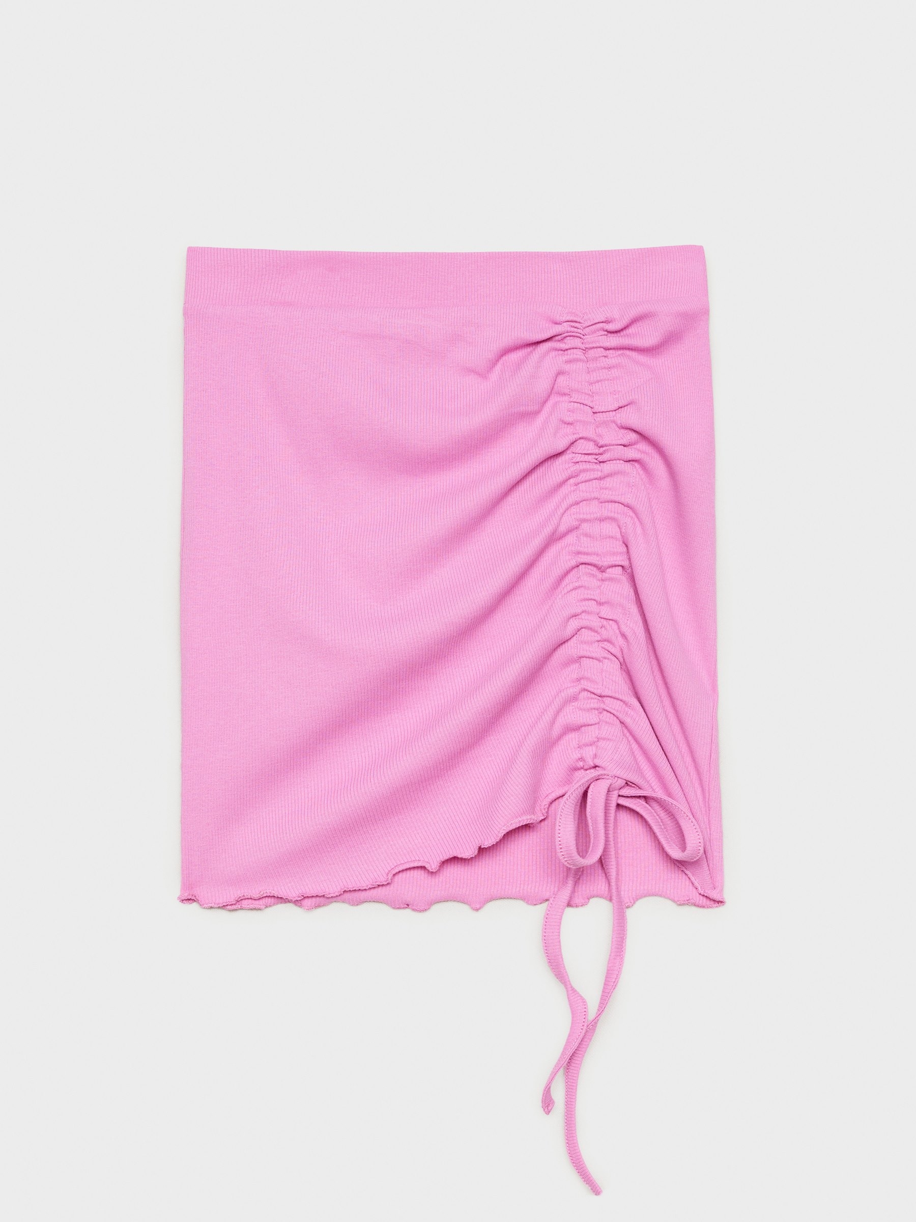 Mini skirt with ruffle magenta middle front view