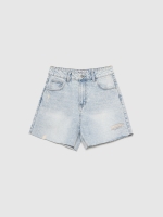 %Pto% Shorts regular de tiro alto azul vista frontal
