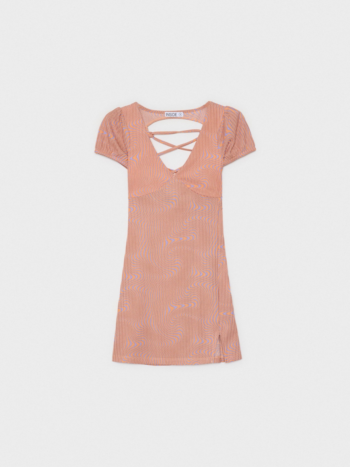 %Pto% Psychedelic mini print dress coral