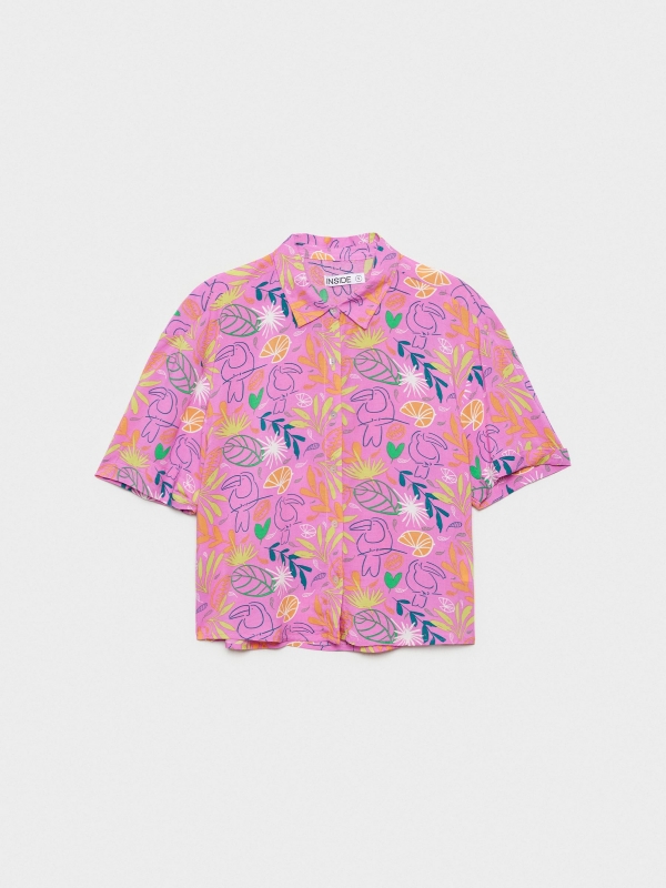  Tucan Crop Print Shirt multicolor