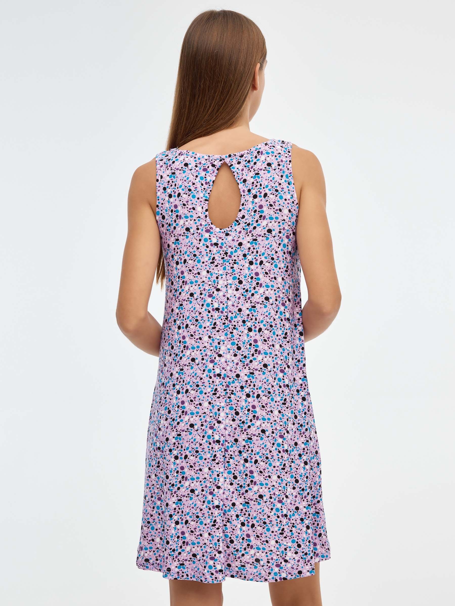 Printed dress lilac middle front view