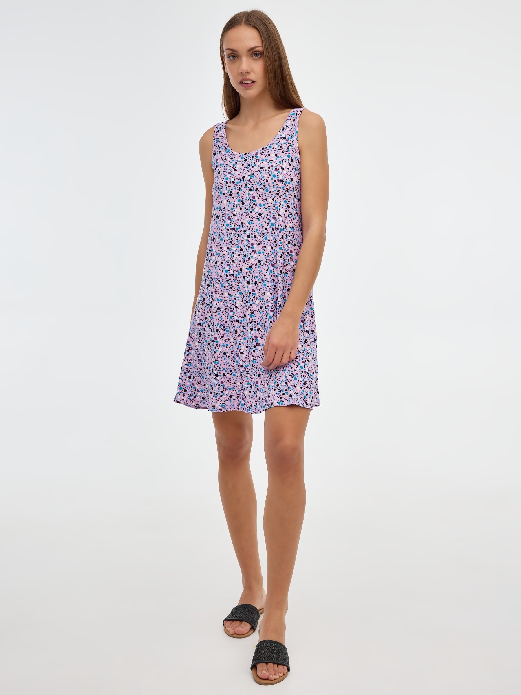 Printed dress lilac middle front view