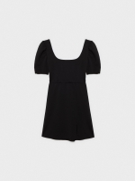 %Pto% Mini-vestido texturizado preto