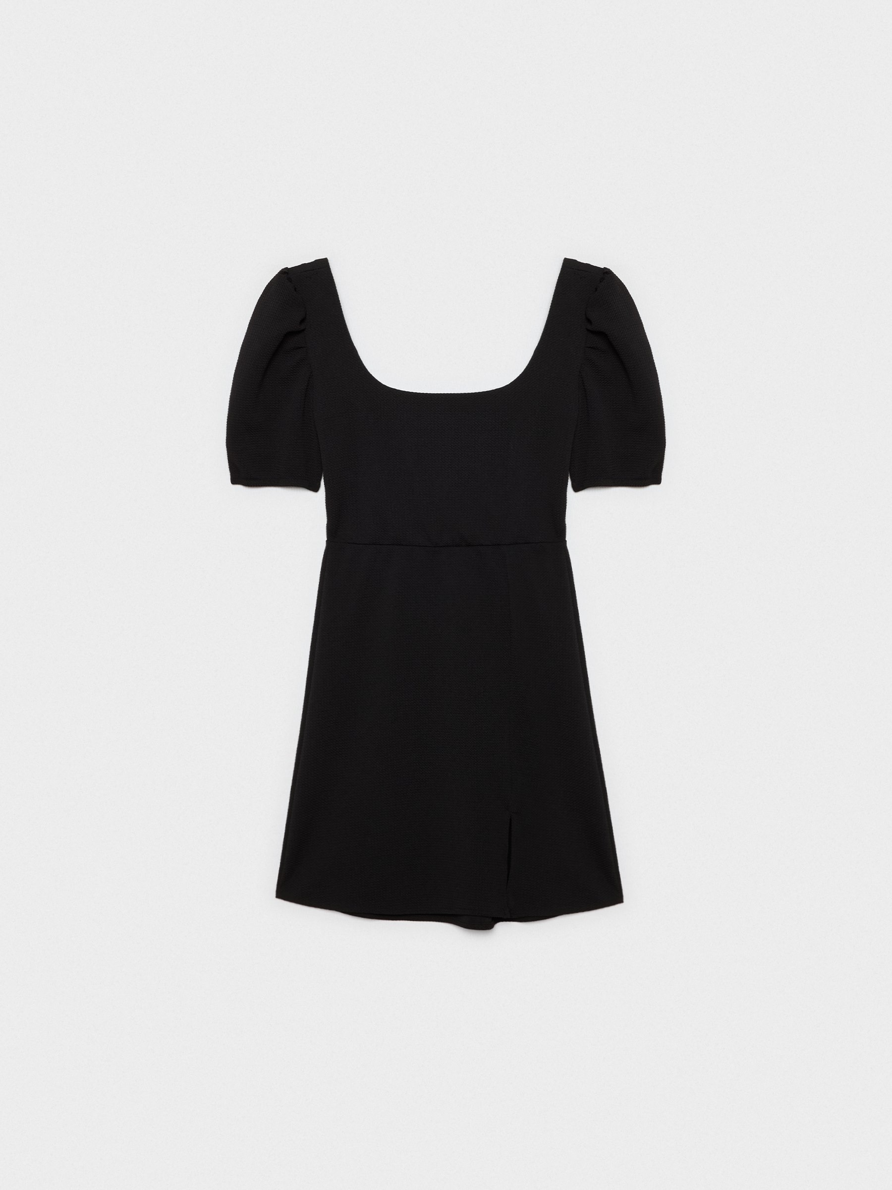 Mini-vestido texturizado preto vista meia frontal