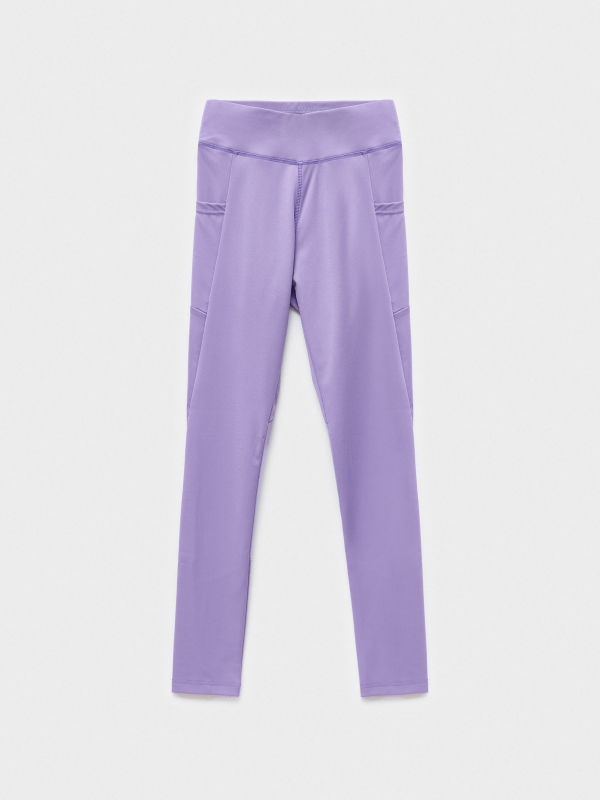  Leggings com detalhe de malha lilás