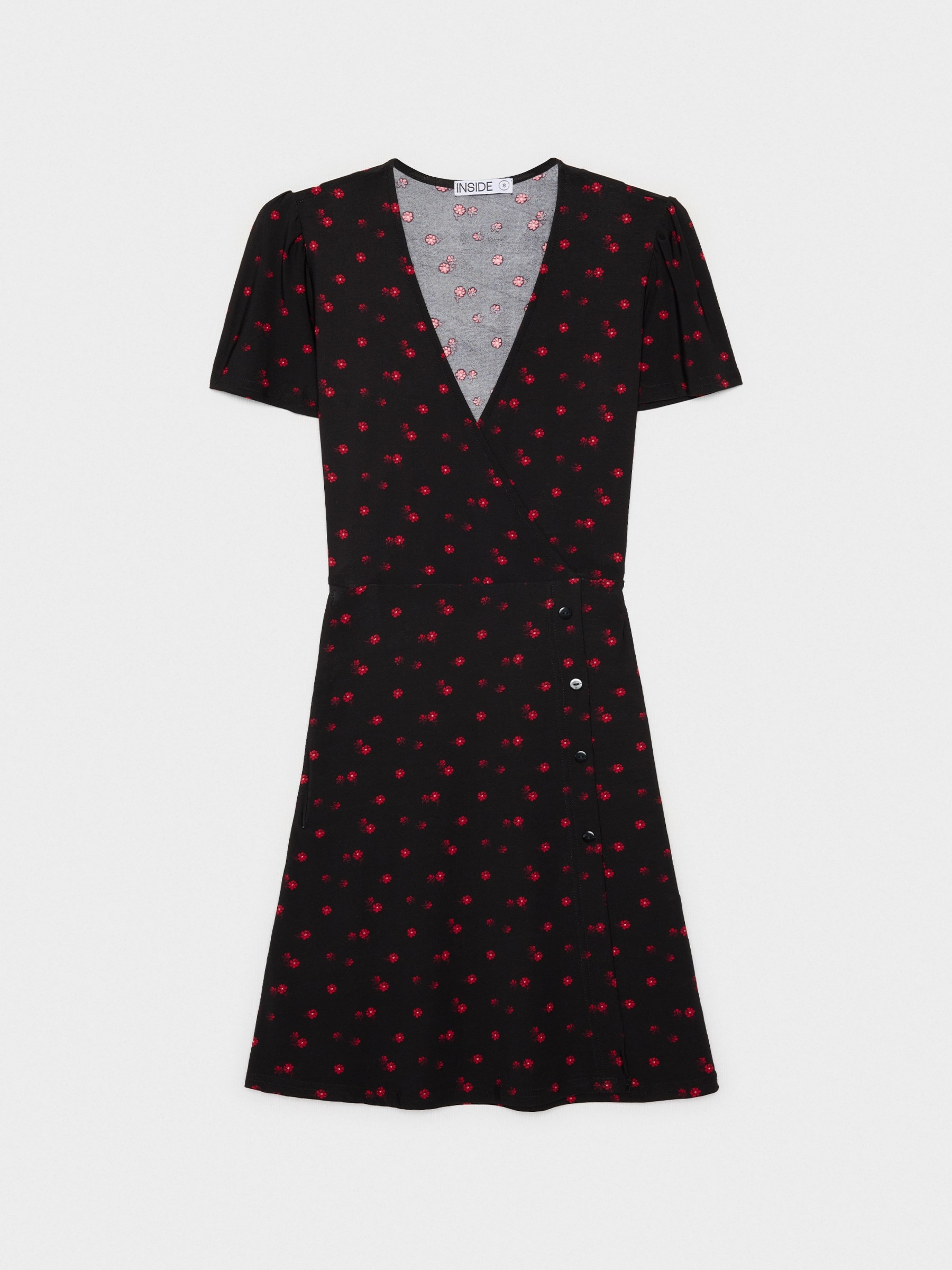 Floral mini cross dress black middle front view