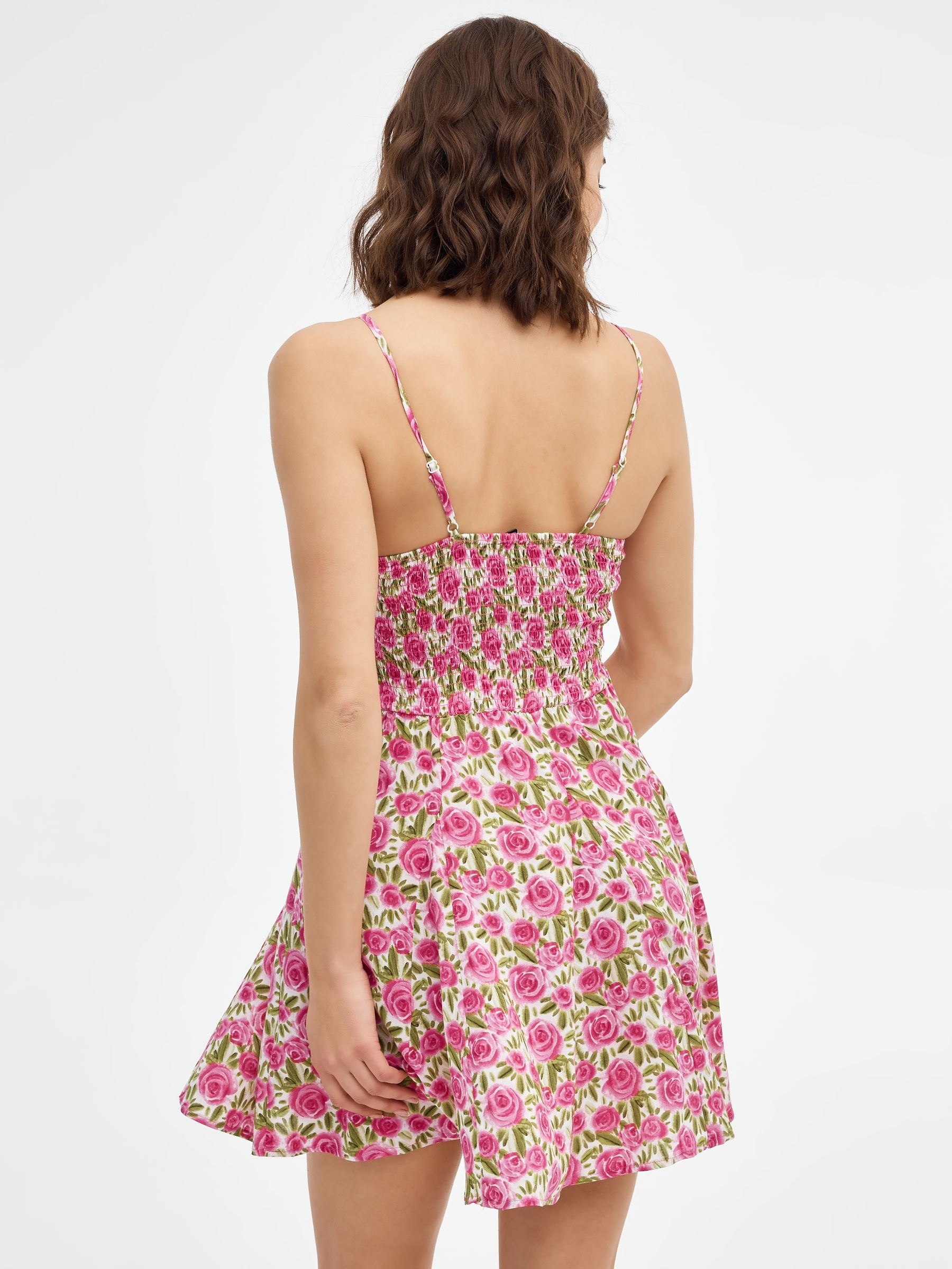 Vestido mini fluido print rosas