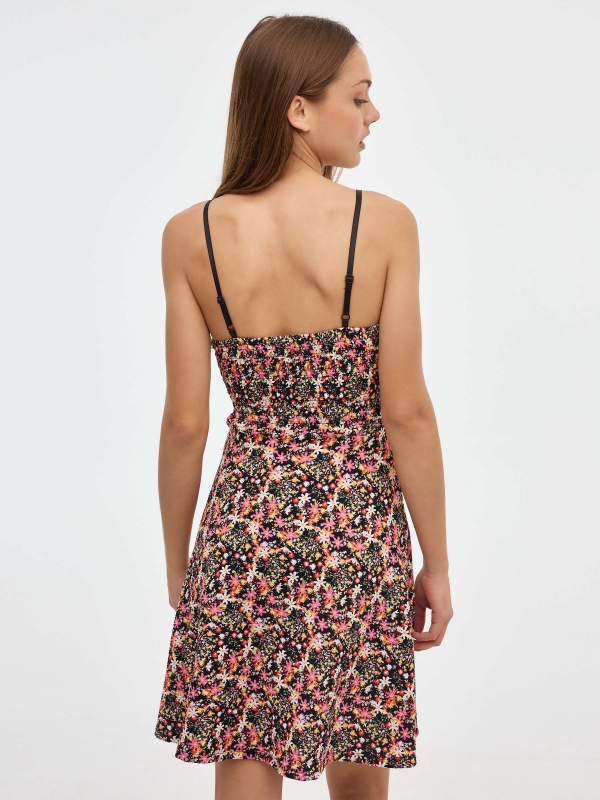 Mini vestido floral impressão total branco vista meia traseira