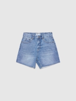 %Pto% Bermuda Denim Regular Tiro Alto azul