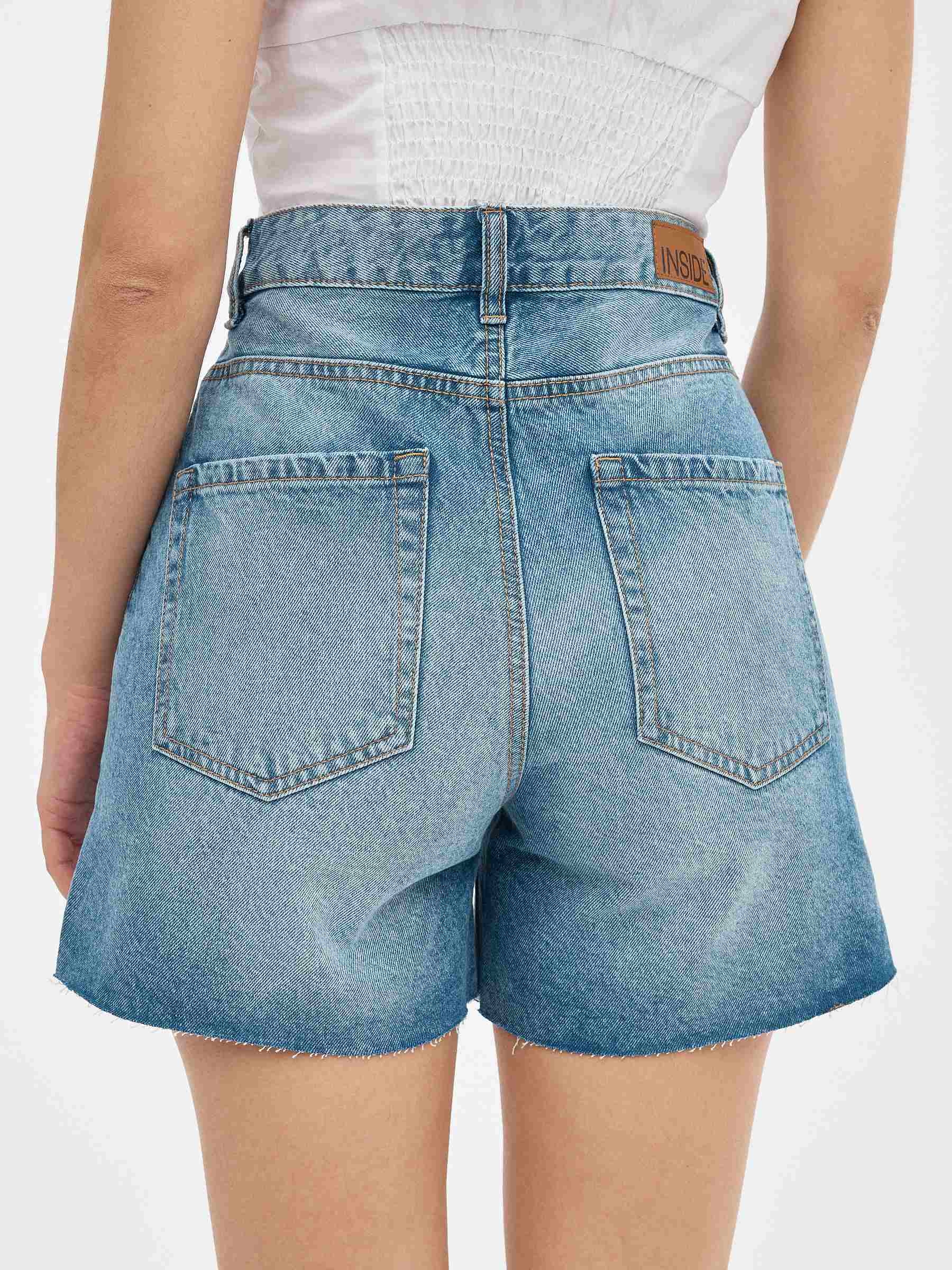 Regular Denim Bermuda Shorts High Waist blue middle front view