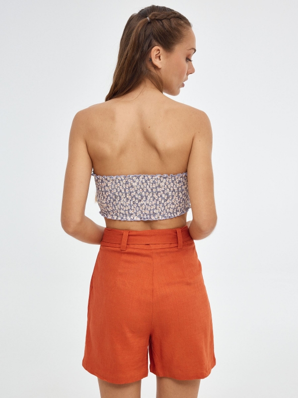 Rustic clamp shorts brick red middle back view