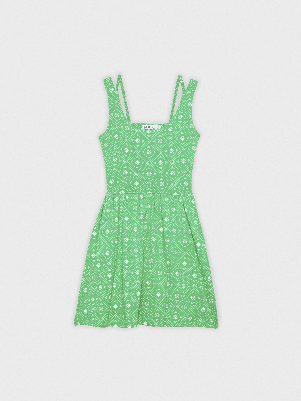 %Pto% Vestido mini com abas abertas nas costas verde