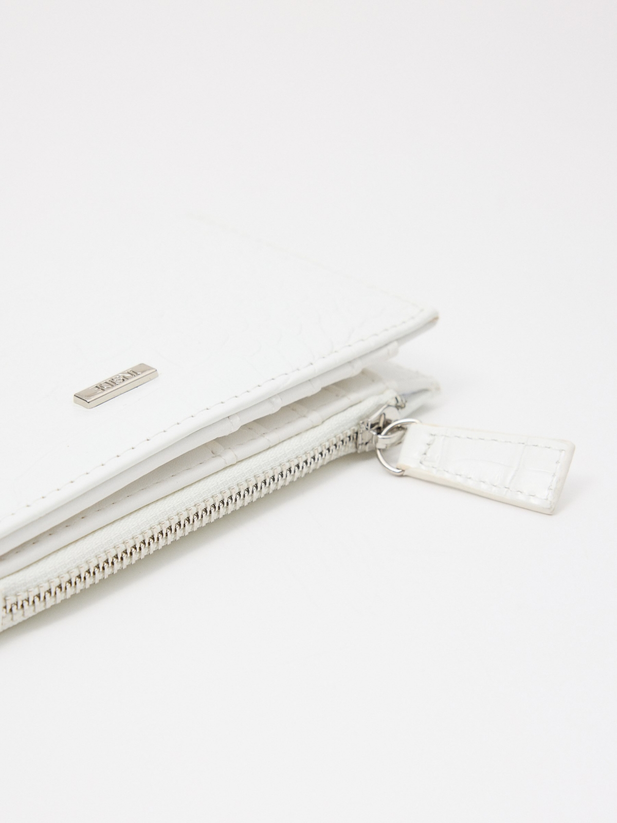 Monedero polipiel blanco blanco vista detalle
