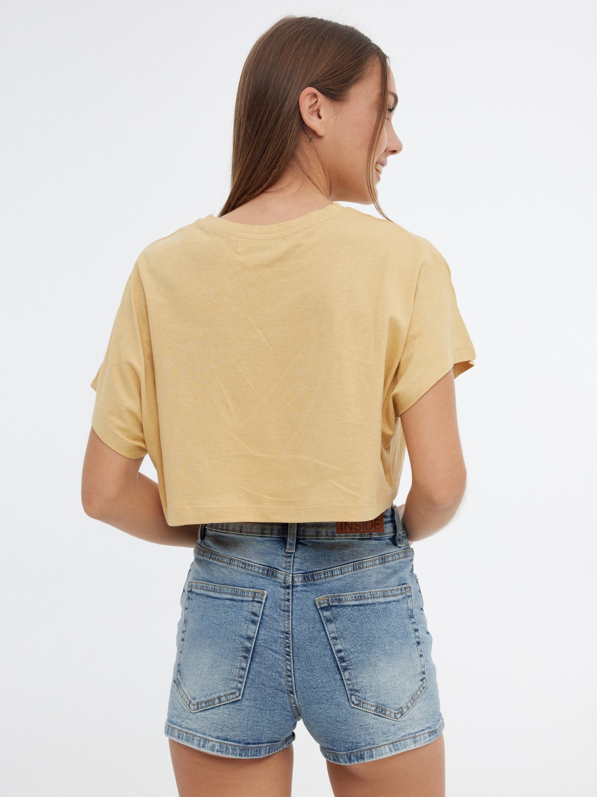 Shorts denim tiro alto azul