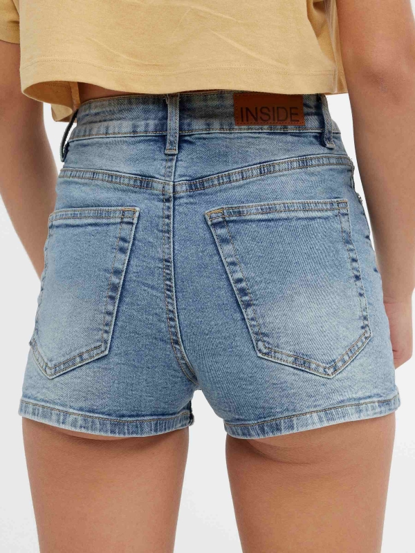 Shorts denim tiro alto azul