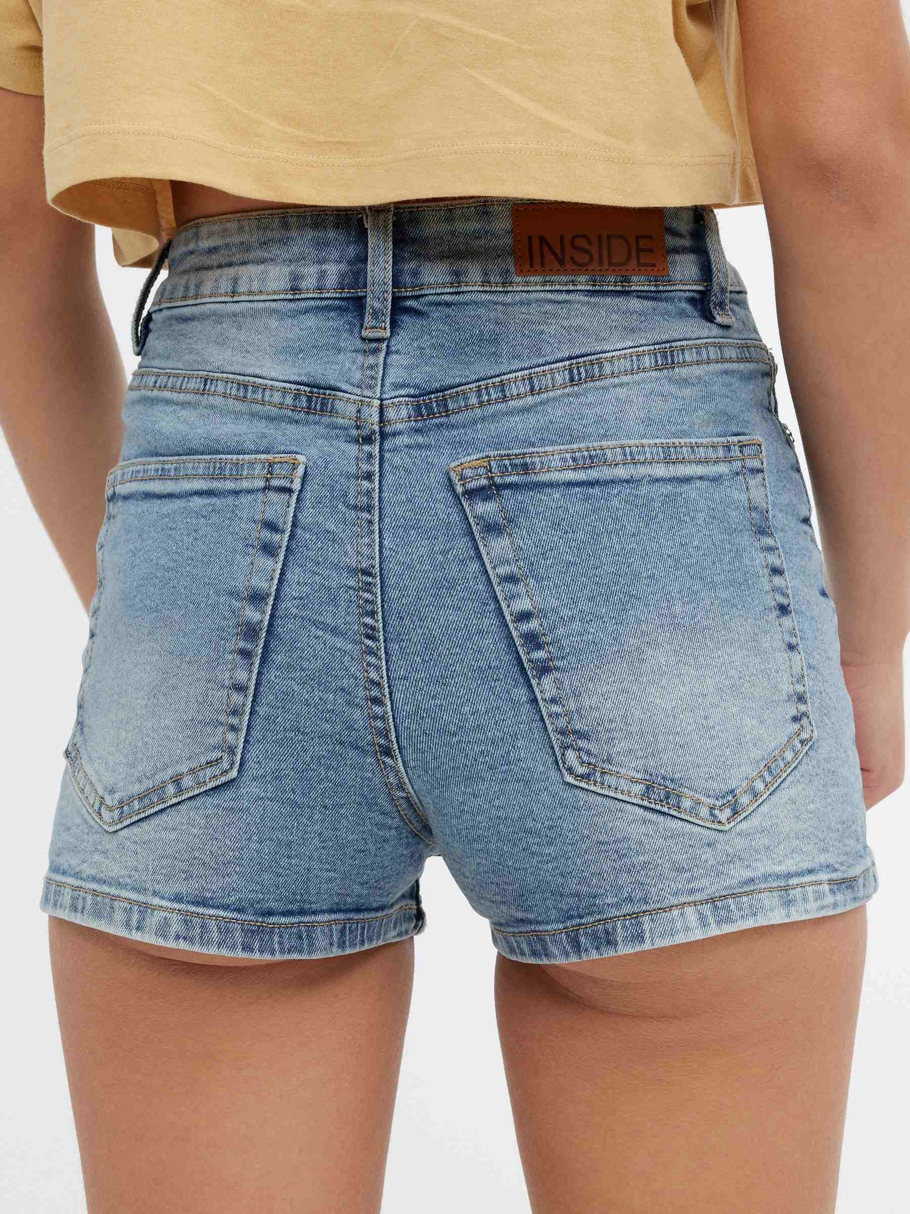 Shorts denim tiro alto azul
