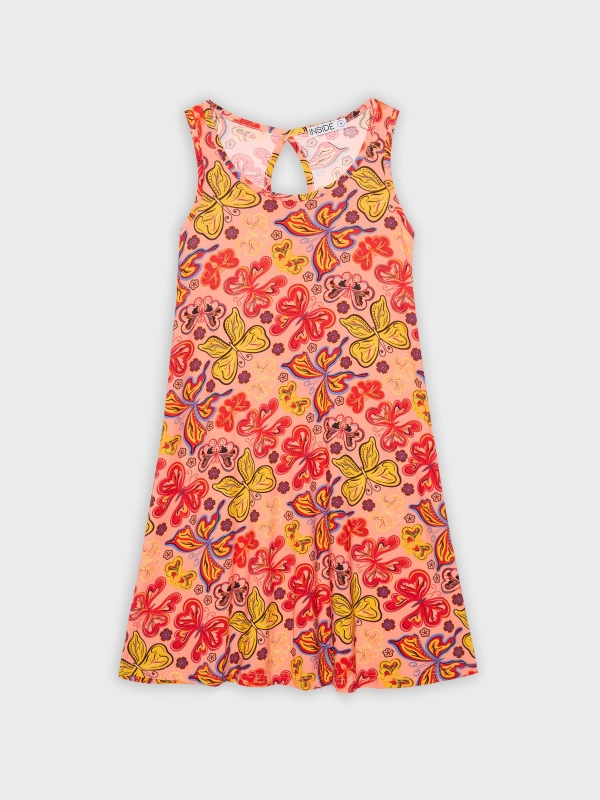  Vestido estampado salmão