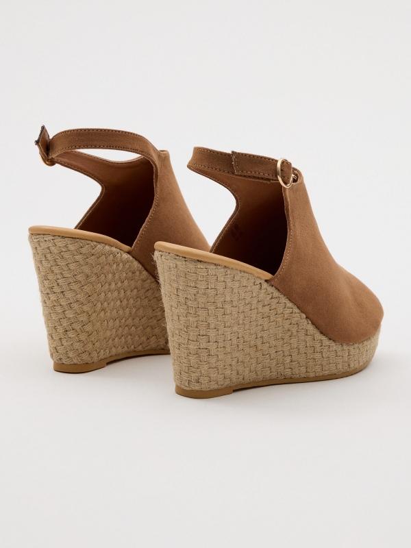 Jute clog light brown 45º back view