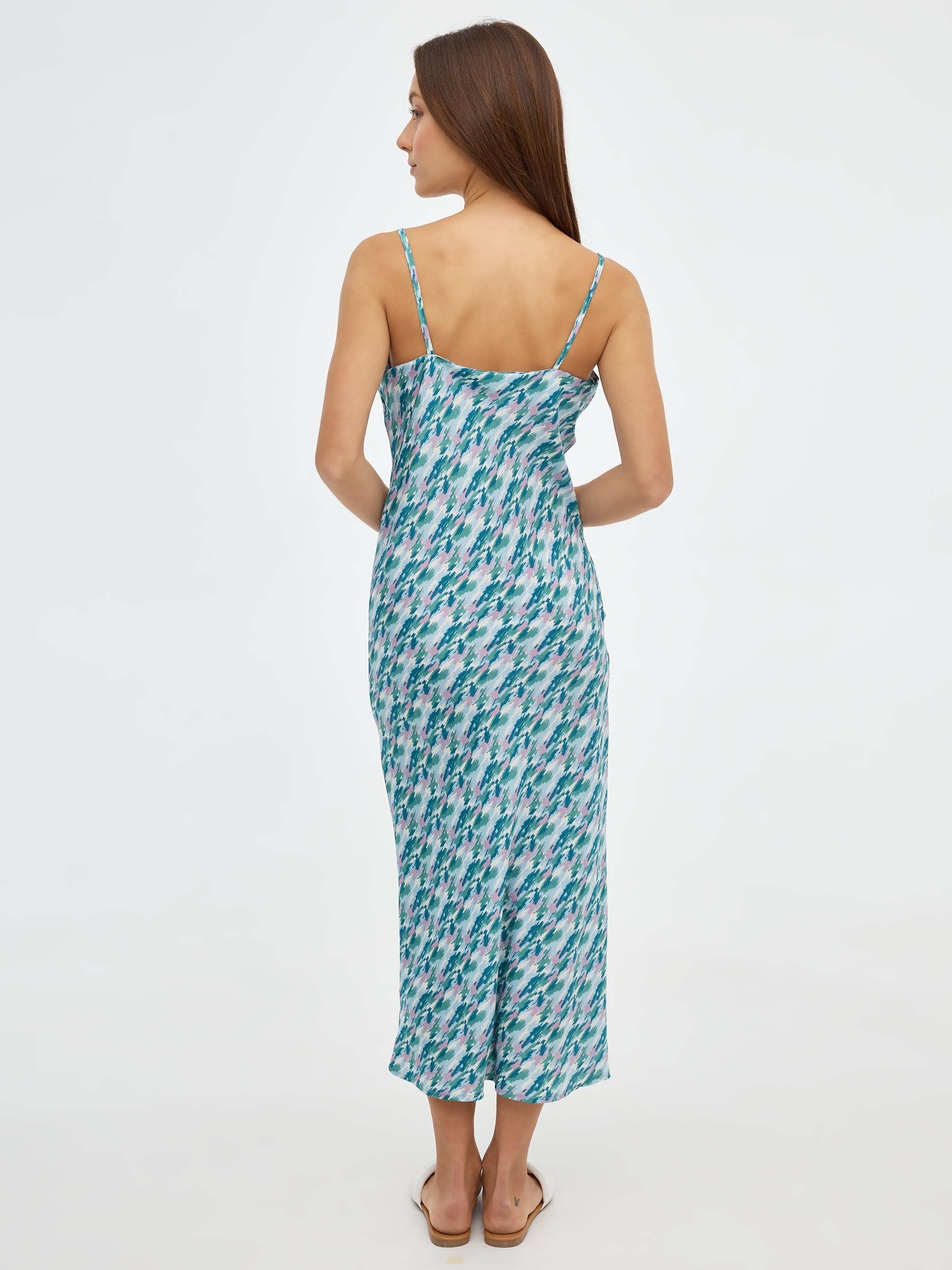 Vestido midi satinado printed