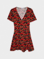 %Pto% Mini vestido floral vermelho