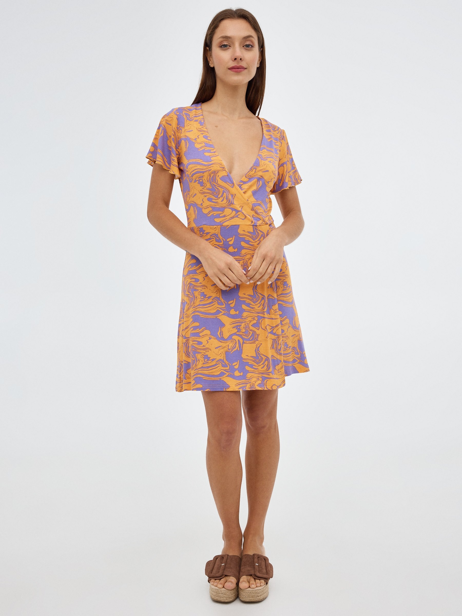 Vestido mini cruzado lila