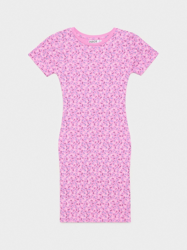  Pink mini dress with rib magenta