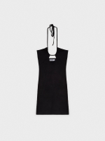 %Pto% Mini vestido halter cut out preto